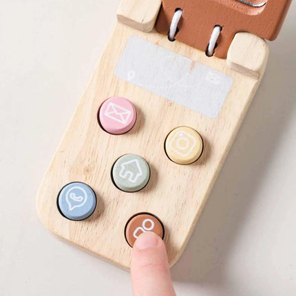 Wooden Baby Cell Phone Toy Gift Birthday Sensory Toy Flip Pretend Play Phone Educational for Preschool Children Party Boys Girls
