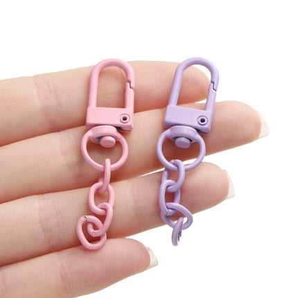 10pcs/lot Keyring Lobster Clasp Spring Buckle With Chains Colored Keychains For DIY Jewelry Making Key Ring Hooks Bags Buckle