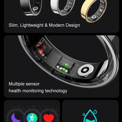R09 Smart Ring Men Women with Charging Case Heart Rate Blood Oxygen 5ATM Waterproof SmartRing For Xiaomi Samsung Android IOS
