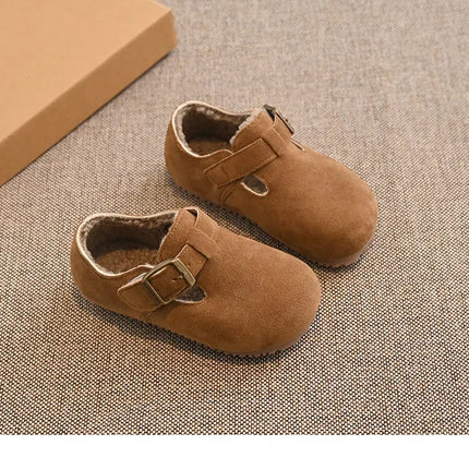 Children Flat Shoes Suede for Winter Kids Moccasins Non-slip Soft Sole 2024 Brand New Boys Girls Leather Shoes Warm Retro Trendy
