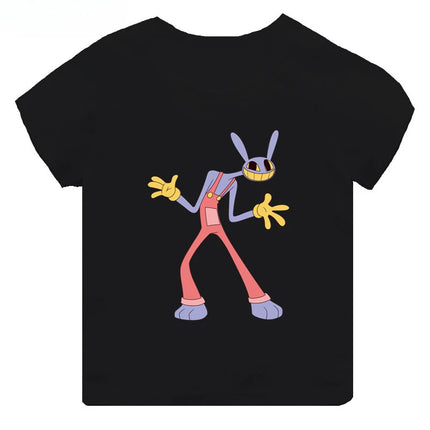Hot Sale The Amazing Digital Circus Print Kids T-shirt Girls Clothes Baby Boys Black Short Sleeve Cotton T Shirt Children Tops