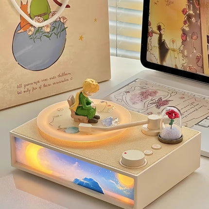 Little Prince Aromatherapy Lighting Painting Bluetooth Speaker Stereoscopic Sound Effects Rotating Retro Record Speaker