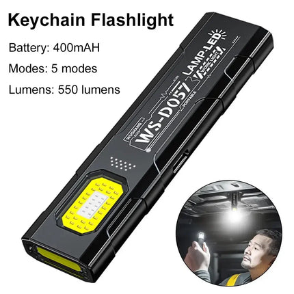 Portable EDC COB LED Flashlight with Magnetic Rechargeable Work Light with Hat Clip for Outdoor Camping Hiking Repair Vehicles