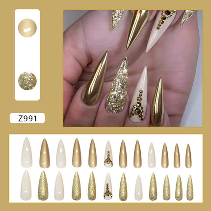 Dark Brown Flowers 24 Pcs Press-on Nails Pink Nail Polish Glossy Artificial Finger Manicure Reusable False Nails