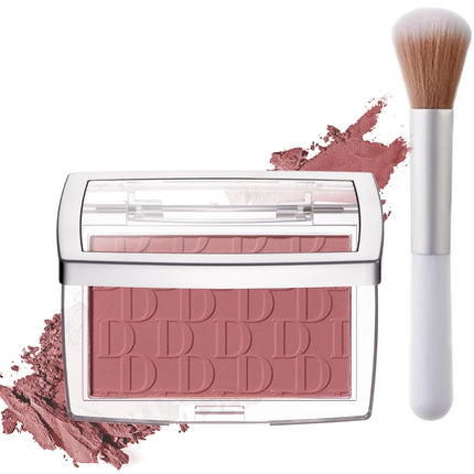 2pcs Matte Embossed Blush Palette High Pigmented Pink Coral Cheek Blush Powder With Professional Makeup Brush