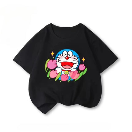 Potdemiel Doraemon Children's Pure Cotton T-Shirt, New Summer Style, Comfortable and Breathable Children's T-Shirt