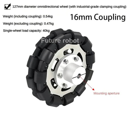40Kg Load Omnidirectional Wheel Caster Tires 127mm 152mm 203mm Omni Wheel with Flange Coupling Robot ROS Platform Robot Wheel