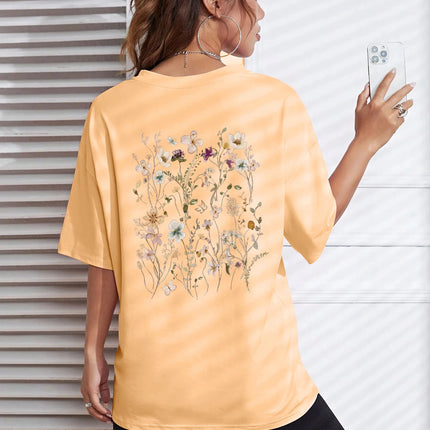 Beautiful flower clusters Print Cotton Women T-Shirts Casual Breathable Soft Short Sleeve Tops Loose Comfortable Street Clothes