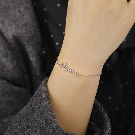 Skyrim Stainless Steel Gold Color Mama Letter Beads Charm Bracelet Red Rope Bracelets Women Waterproof Jewelry Mother's Day Gift