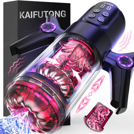 Automatic Telescopic Rotate Sucking Male Blowjob Masturbator with Handle LCD  Penis Pump Pocket Pussy Adult Sex Toys for Men 18