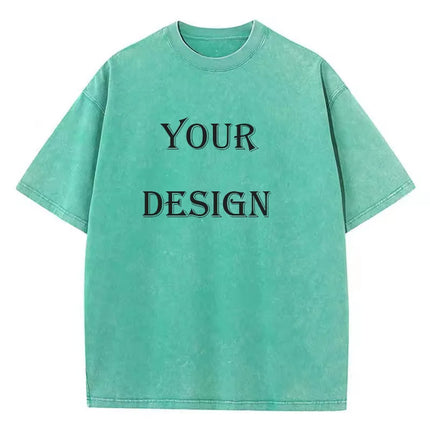 Unisex Cotton Washed T-shirt Customized Printed T-shirt Harajuku Top DIY Your Like Photo or Logo T-shirt Fashion Custom Top