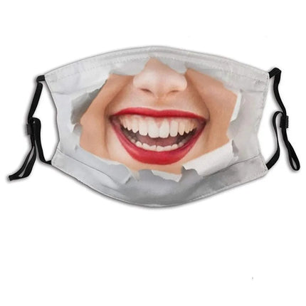 Personalized Social Funny 3D Facial Expression Masks Women Men Prom Party Ride Breathable Mouth Face Mask Creative Printed Masks