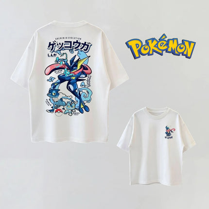 Summer Anime Pokémon Cosplay T-Shirt Cotton Short Sleeve Tops Casual Loose Retro T-Shirt Men Women Kids Family Matching Outfits