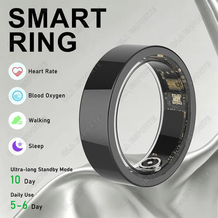 NEW Smart Ring Blood Pressure Heart Rate Sleep Monitoring Smartring IP68 & 5ATM Waterproof Multi-sport Mode Smartring Man Women