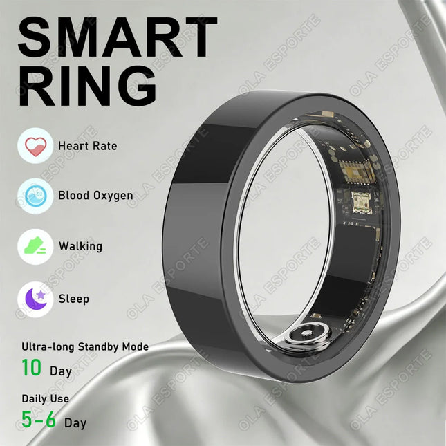 NEW Smart Ring Blood Pressure Heart Rate Sleep Monitoring Smartring IP68 & 5ATM Waterproof Multi-sport Mode Smartring Man Women