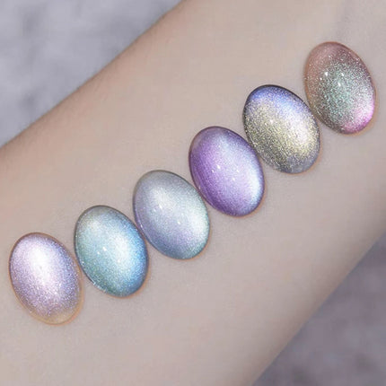 6PCS 2026 New Trendy Nail Art Fashion Phototherapy Iceland Aurora Blue-Green-Purple Cat Eye Gel Magnetic Powder Gold Nail Polish