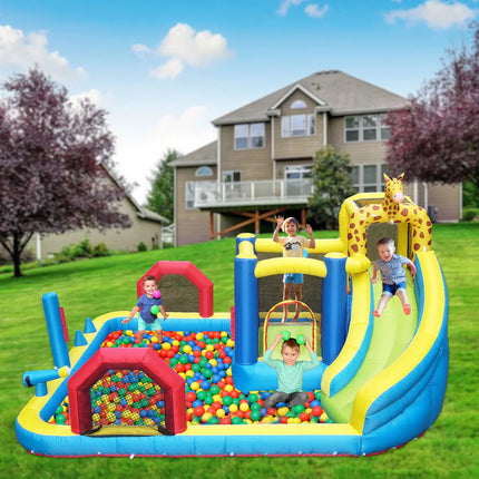 AirJump Inflatable Bounce House Water Park with Double Slides Obstacle Ball Pit for Kids Backyard Summer Party Birthday Gift