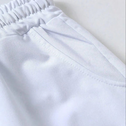Men's White Summer Sports Shorts, Simple & Stylish. Trendy 3-Point, Casual 4-Point Shorts, Mid-Length for Fitness & Vacation