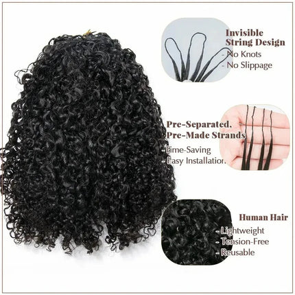Kinky Straight Crochet Hair Pre-Looped Human Hair Boho Braids & Twists Buttery Soft Lightweight Feather Texture Hair Extensions
