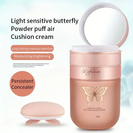Moisturizing BB Cream with Butterfly Cushion,For all Skin Tones,Light Coverage with Moisturizing Brightening Foundation Makeup