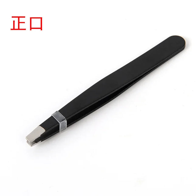Stainless Steel Flat Slant Tip Eyebrow Eyelash Makeup Tweezer Beauty Tools Eyebrow Tweezers Facial Hair RemovalClip Tweezers