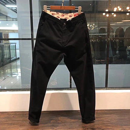 Amekaji Heavyweight Pure Cotton Twill Reinforced Work Pants Loose Tapered Straight-leg Basic Solid Color Casual Trousers for Men