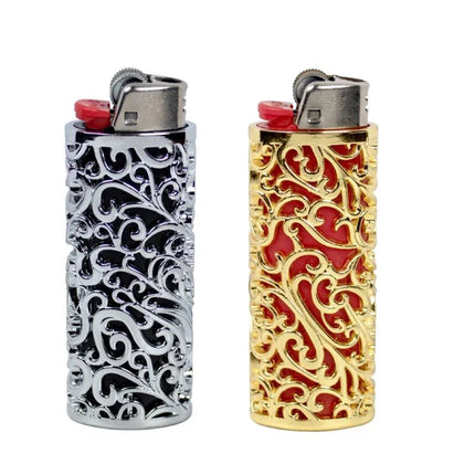 Retro Metal Lighter Case Sleeve Cover with Hollow Out Design for BIC J6 A Perfect Smoking Accessory Gift