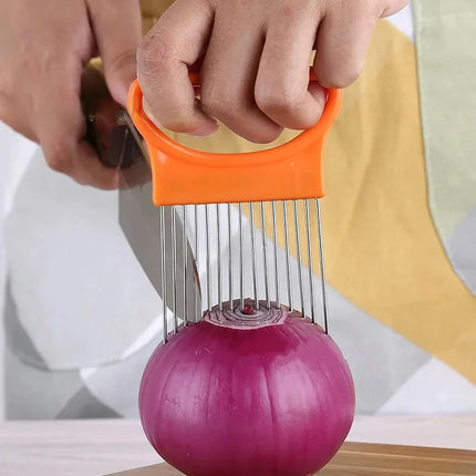1/2/3/4pcs Effortlessly Slice Onions with this 1pc Colorful Onion Slicer Kitchen stainless steel potato chip onion holder