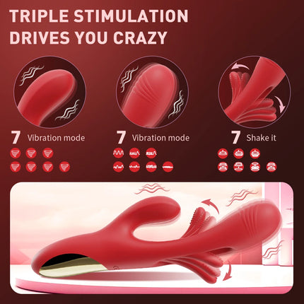 Tapping Flapping Rabbit Vibrator for Women Wiggle Tongue G-Spot Vagina Vibrator Female Masturbator Adult Goods Sex Toy for Women