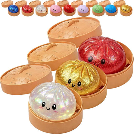 New Giant Squishies Dumpling Bun Toy, Slow Rising Glitter Dumpling Stress Ball, Stress Relief Fidget Toy for Home Office Travel
