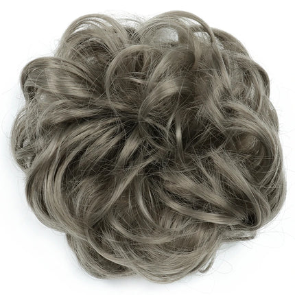 Azqueen Synthetic Messy Bun Chignon Donut Gary Brown Color Hair Bun Pad Elastic Hair Rope Rubber Band Hair Extensions