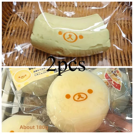 2026 New  2Pc Handmade Squishy with BUTTER Texture - Banana Carrot Bear Shaped To Relieve Stress - Food Grade Silicone S