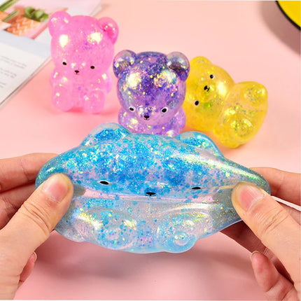 1pcs Random Glitter Gummy Bear Needoh Small Cute Animal Anti Stress Splat Decompressions Vent Squeeze Toy Bear Prop