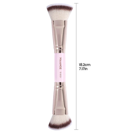 MAANGE 2 In 1 Flat/Angled Double Head Makeup Brushes Foundation Concealer Contour Brush for Blending Loose Powder Liquid Cream