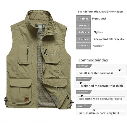 2026 New Quick Dry Thin Outdoor Casual Vest Men's Fishing Photography Multi-Pocket Lightweight Breathable Comfortable Vest Top