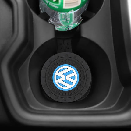 2Pcs Car Interior Coasters Silicone Water Cup Anti-slip Mats For VW Tiguan Arteon Taigo Caddy CC e-up! Golf Polo Passat Amarok