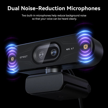 4K Webcam 1080P 60fps Web Camera EMEET C60E 4K Binocular USB Camera With RGB Light for Streaming/Gamer Video Camera for Computer
