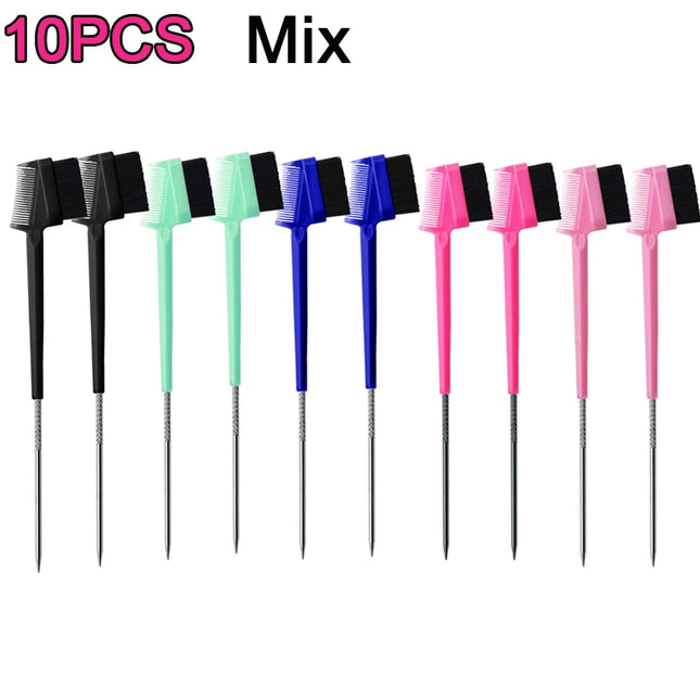 Beauty Supply Rat Tail Comb 3N1 Stainless Steel Pintail Styling Combs Carbon Fiber Heat Resistant Teasing Combs 10Pcs Bulk