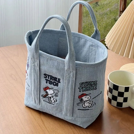 Snoopy Canvas Bag Cute Embroidered Shoulder Bag Fashion Minimalist Tote Bag Outward Handbag Exquisite Commuter Bag Christmas Gif