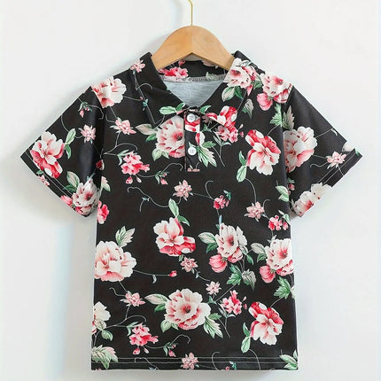 Cartoon Pattern Print Boys Girls Creative Polo Shirts Casual Short Sleeve Lapel Shirt Tops Children Clothes for Summer Outdoor