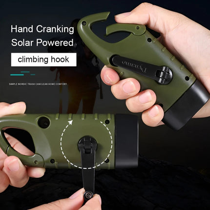 Solar Flashlight Portable Outdoor Hiking Hand Crank Rechargeable Emergency Camping Lights Multi-functional Emergency Light