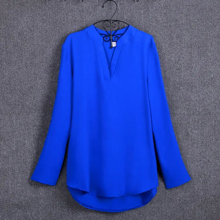 Plus Size Blouse Clothing Women Long Sleeve Shirt Chiffon Blouse Ladies Top