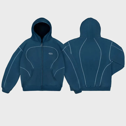 2026 New Unisex Y2K Tracksuit Casual Street Style Hoodie Set With Contrast Line Design For Men Women