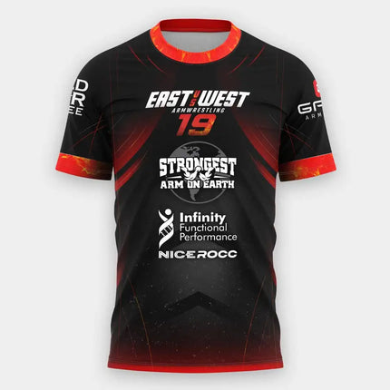 The East VS West Series 16 To 24 Armwrestling T-Shirt Atlantic City Sports Jersey Men's Breathable Quick Dry Fitness Gym Tee Top
