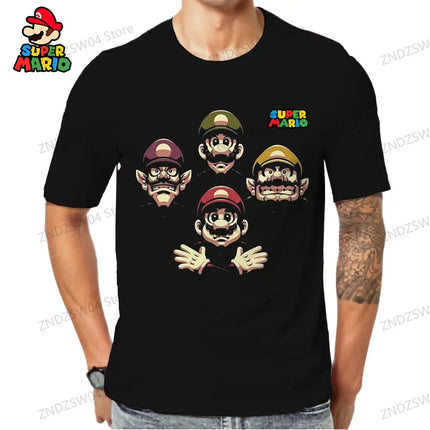 Short Sleeve Men's Children's T-Shirt Y2k Super Mario Mens Clothes 2026 Harajuku Style Parent-child Wear Quick Dry 3D Print Tops