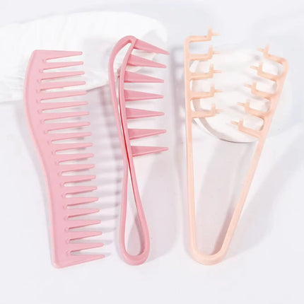 3pcs/set hair comb set, hair salon hair grabbing tool, curved wide tooth comb, curved handle comb, special for real hair wigs