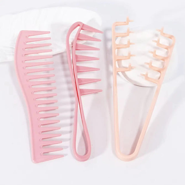 3pcs/set hair comb set, hair salon hair grabbing tool, curved wide tooth comb, curved handle comb, special for real hair wigs
