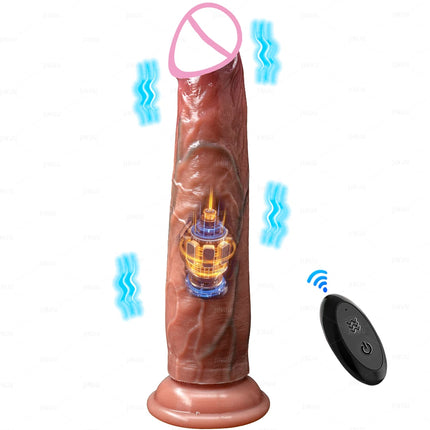 Vibration Sliding Foreskin Dildo USB Charging Suction Cup Strap on Dildo For Women and Man Realistic Silicone Penis GSpot Dildo