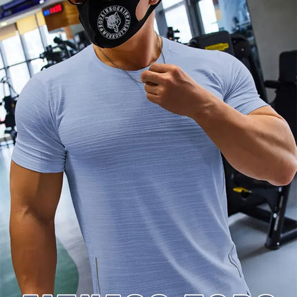 Muscle Training Compression T-shirt Man Running Dry Fit Tee Plain Color Plus Size Gym Men's T-shirts Sports Men Tops Sweatshirt