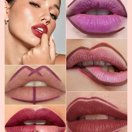 Thanksgiving/Christmas women's cosmetics gifts: 12 color matte velvet lipliner, natural&waterproof&easy to color lipstick pen.